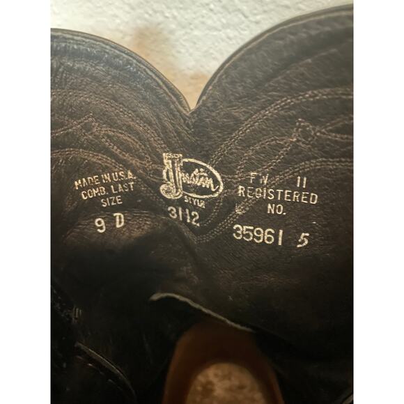 Justin Black EXOTIC Leather Cowboy Boots, Lizard Skin Size 9D Style 3112 - Picture 5 of 5